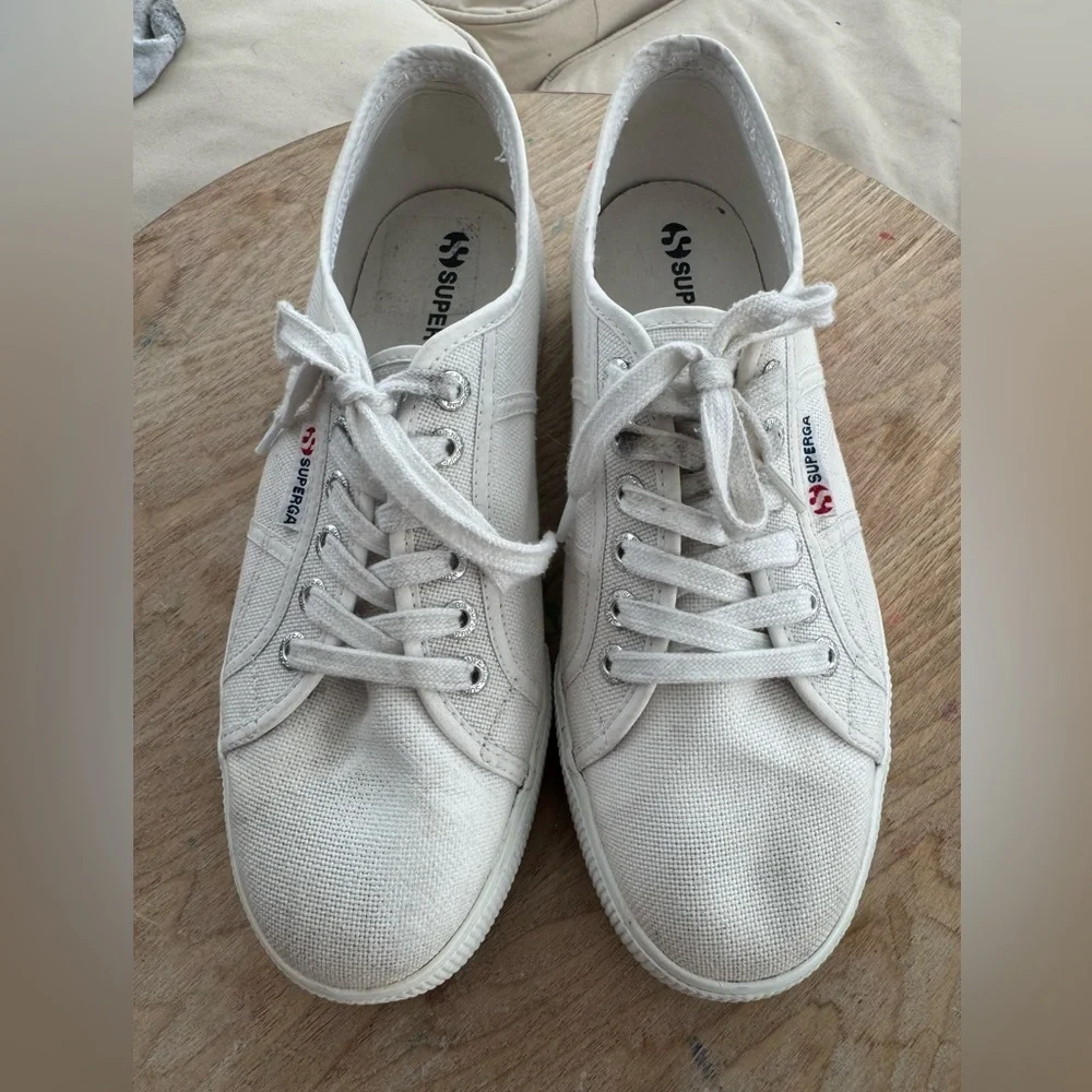 SUPERGA White Platform Sneakers Womens Size 41